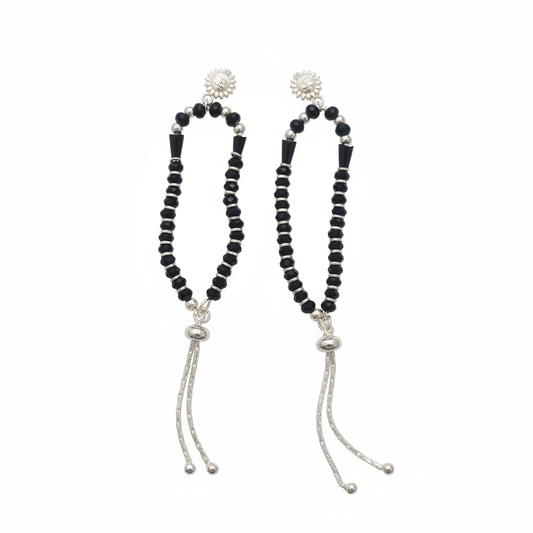 92.5 Silver Kids Nazariya Bracelet with Sun Face Charm and Silver Tassel - White Background