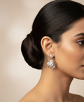 925 Silver Bow Flower Earrings with Crystal Studs