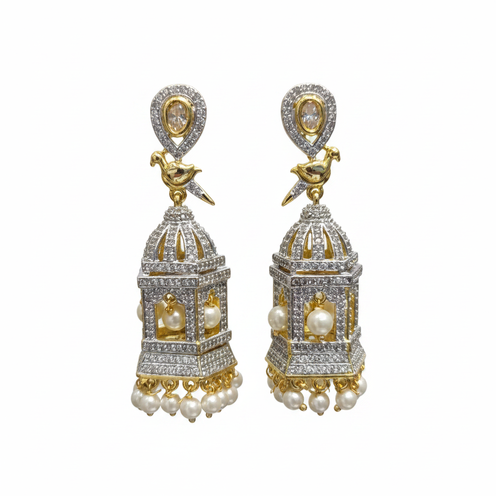 Pearl Jhumka – white background