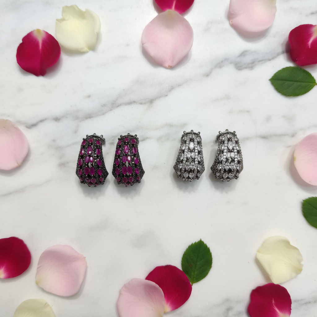 Victorian Bali Hoop Earrings Both Variants Flat Lay Marble