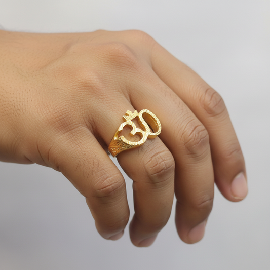 Gold Diamond-Cut Om Ring - Lifestyle
