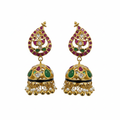 Polki Kundan Jhumka - White Background Hero Shot