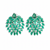 Green Leaf Chandelier Earrings White Background Studio Shot