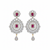 CZ Sunburst Floral Drop Earrings - White Background Studio Shot