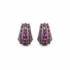 Victorian Bali Hoop Earrings Ruby CZ White Background Studio Shot