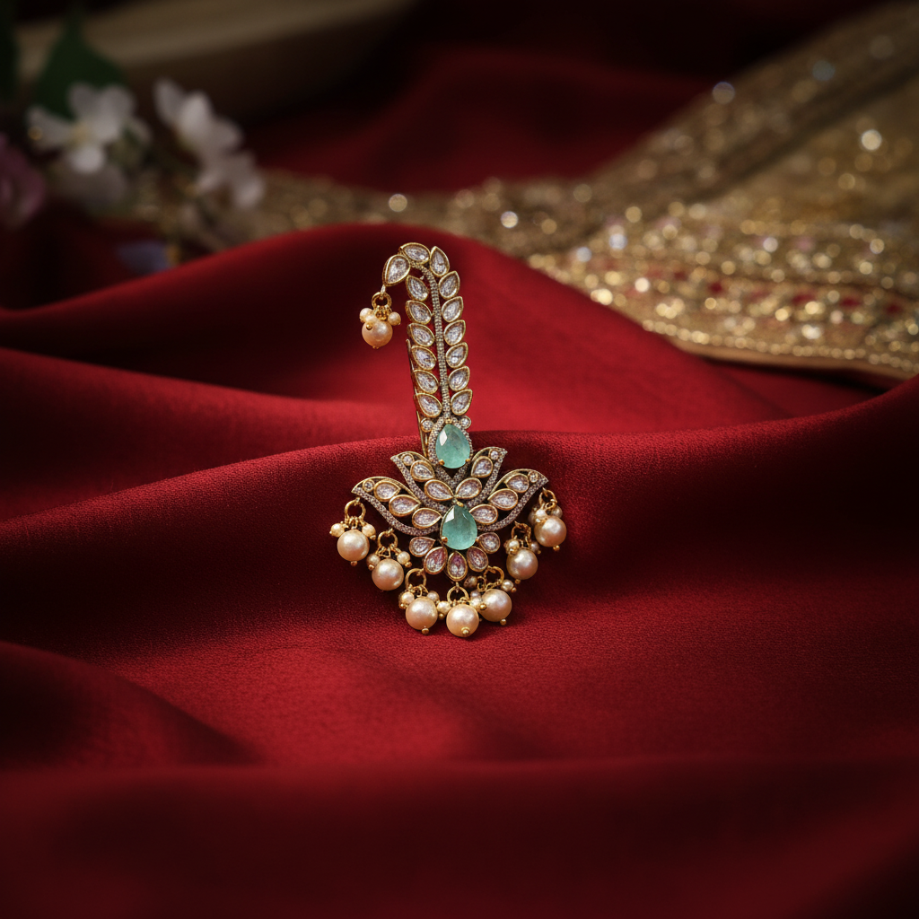Kundan Kalangi lifestyle shot on silk fabric