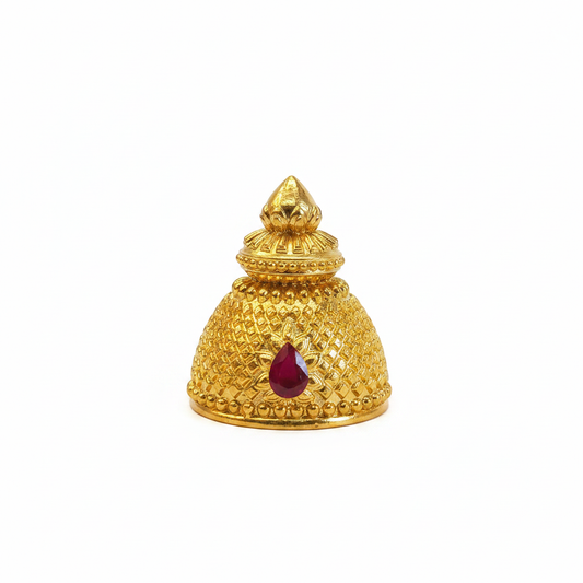 Gold bell dome mukut for Hindu deity idol - white background