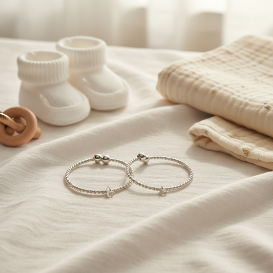 Silver Twisted Rope Baby Anklets Lifestyle Image