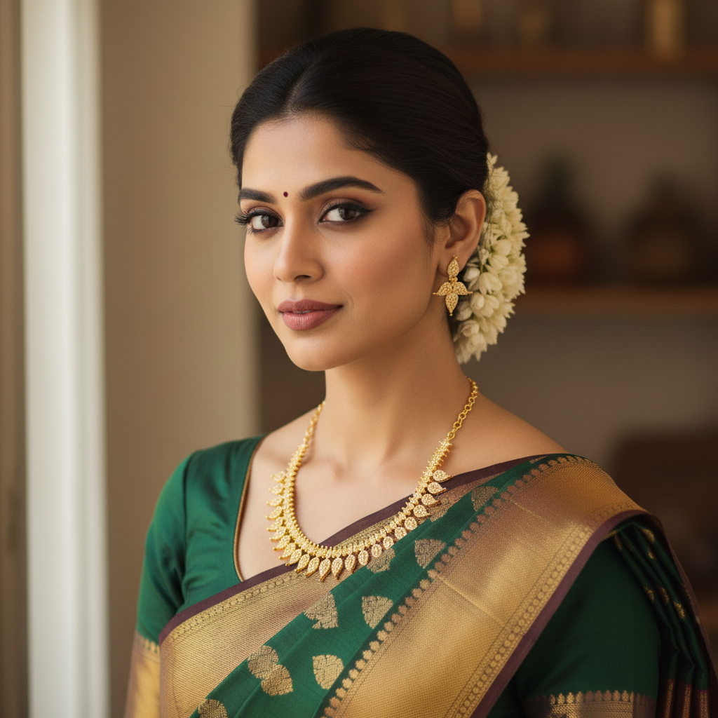 Model wearing 24K gold plated zircon mango necklace