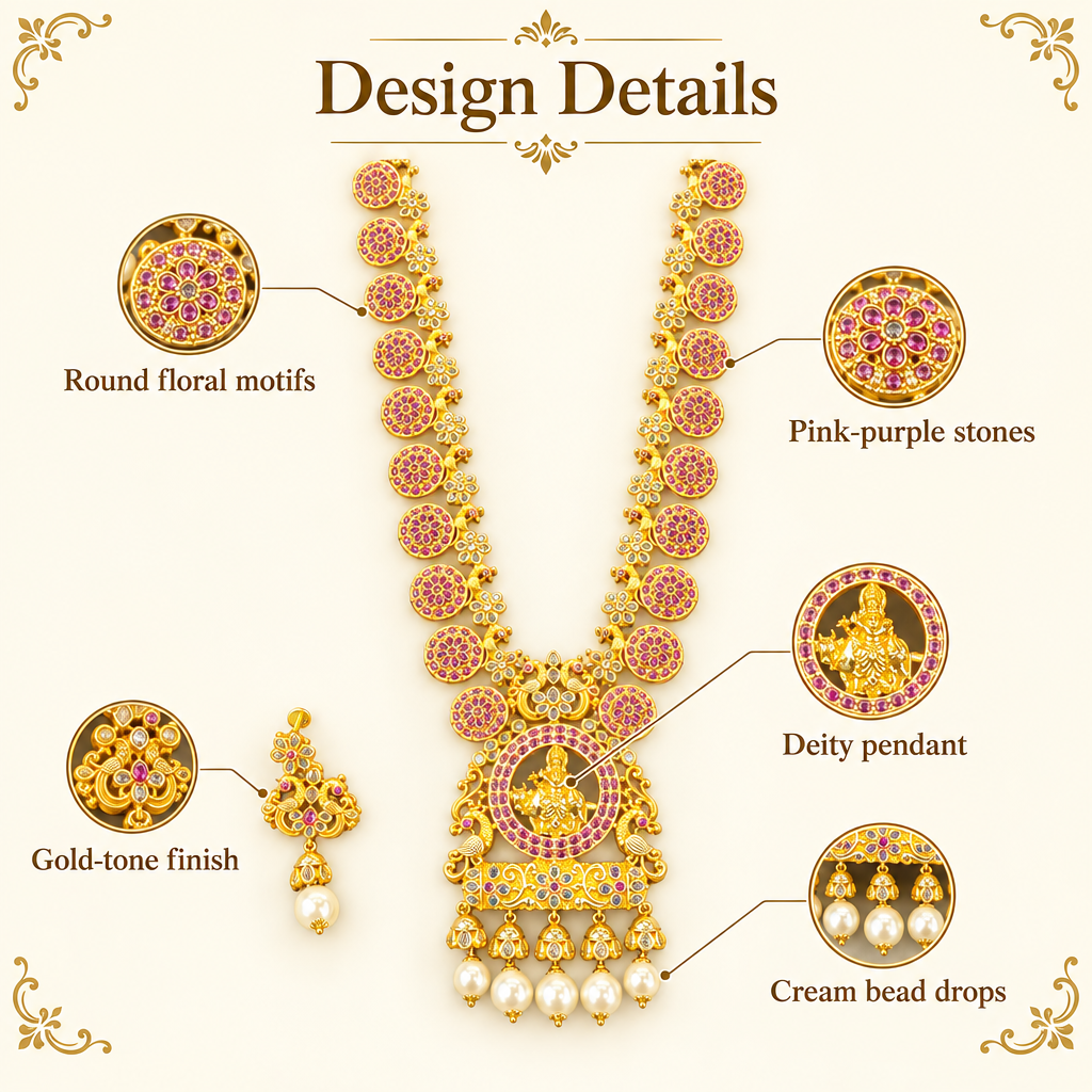 Temple haram necklace design details