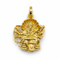 Narasimha Swami gold pendant on white background – studio product photo