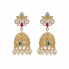 Gold-Plated Filigree Dome Jhumka Earrings White Background