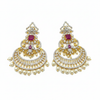 Diamond Finish Chandbali Earrings - Close Up Detail Shot