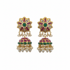 Star Flower Emerald Kundan Jhumka - White Background Hero Shot