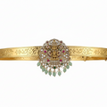 Traditional Temple Lakshmi Vaddanam 24K Gold Plated Waist Belt on white background