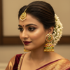 Round Disc Kempu Kundan Jhumka - Model Wear