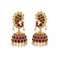 Kempu Polki Jhumka on white background