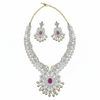 Ruby CZ Necklace Set - White Background Flat Lay