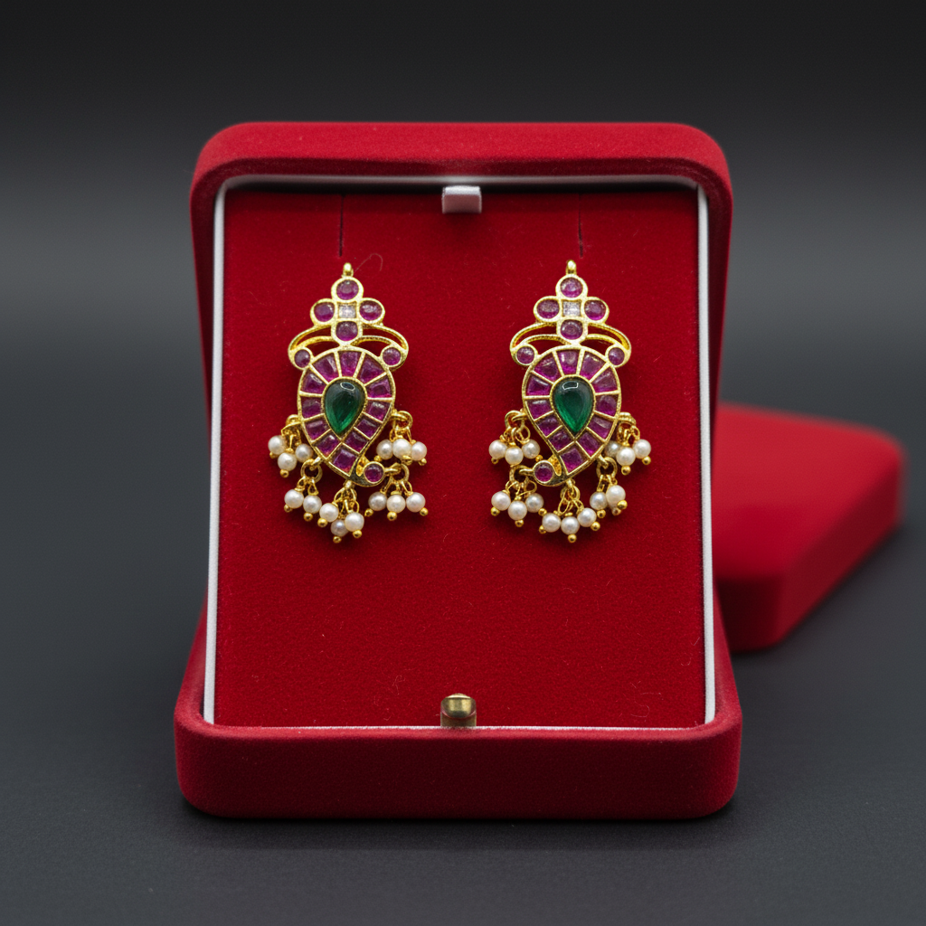 Kempu Mango Earrings - In Box