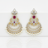 Diamond Finish Chandbali Earrings - White Background Studio Shot