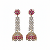 Pink CZ Jhumka - White Background