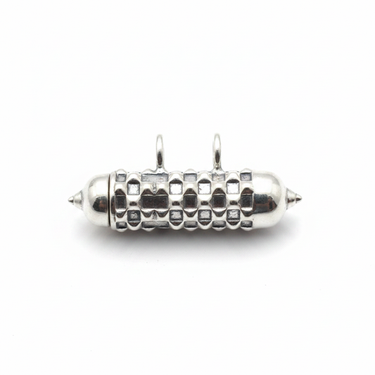 925 Silver Lattice Bullet Amulet Pendant - White Background