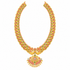 Traditional kempu polki mango haram necklace, full white-background view