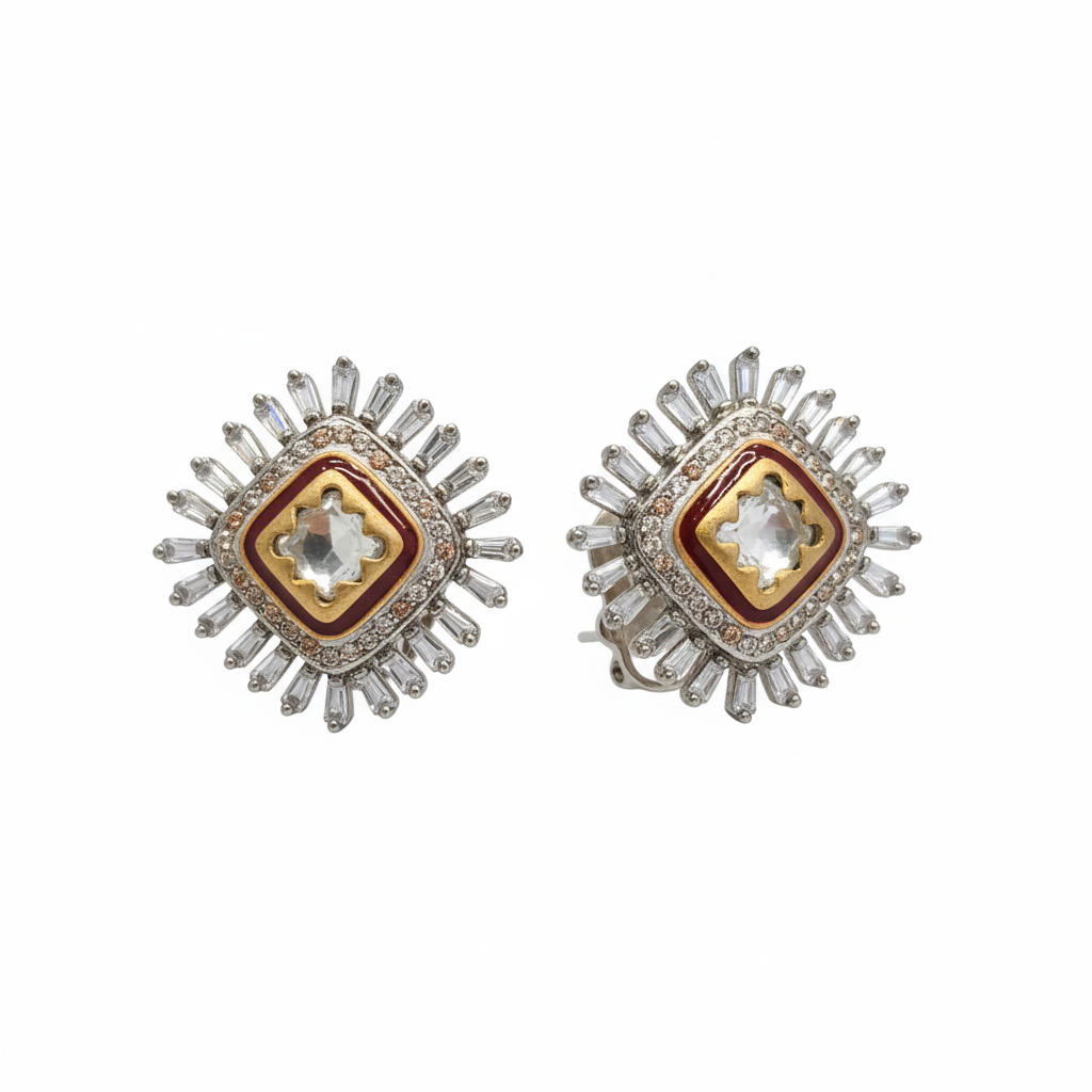 Kundan CZ Studs – White Background