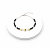 92.5 Silver Kids Bracelet with Pastel Striped Enamel Heart Charms on white background