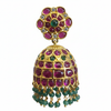 Emerald Kempu Jhumka - Macro Gemstone Detail