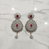 CZ Sunburst Floral Drop Earrings - Flat Lay Marble
