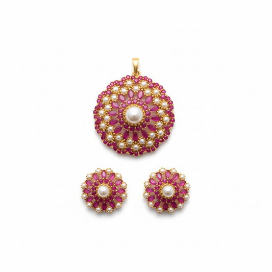 Glow Up with Elegance - Pearls & Gems Pendant Set | Asp Fashion Jewellery