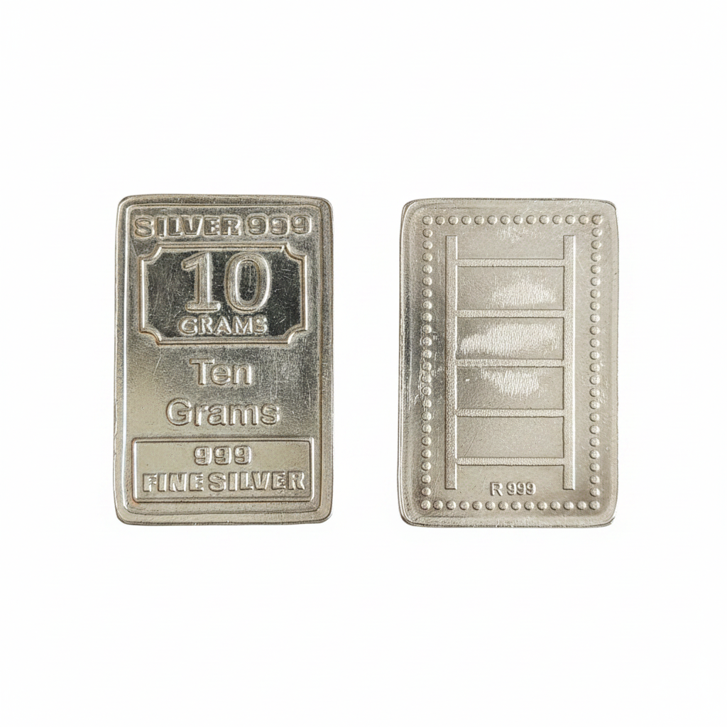 10g 999 Fine Silver Bar front and back white background