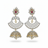 CZ Diamond Fan Chandbali Jhumka – white background