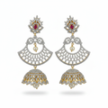 CZ Diamond Fan Chandbali Jhumka – white background