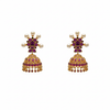 Kempu Pearl Cross Stud Jhumka pair on white background – product shot