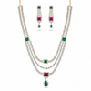 Multi-Colour Diamond CZ Necklace & Earring Set – white background studio shot
