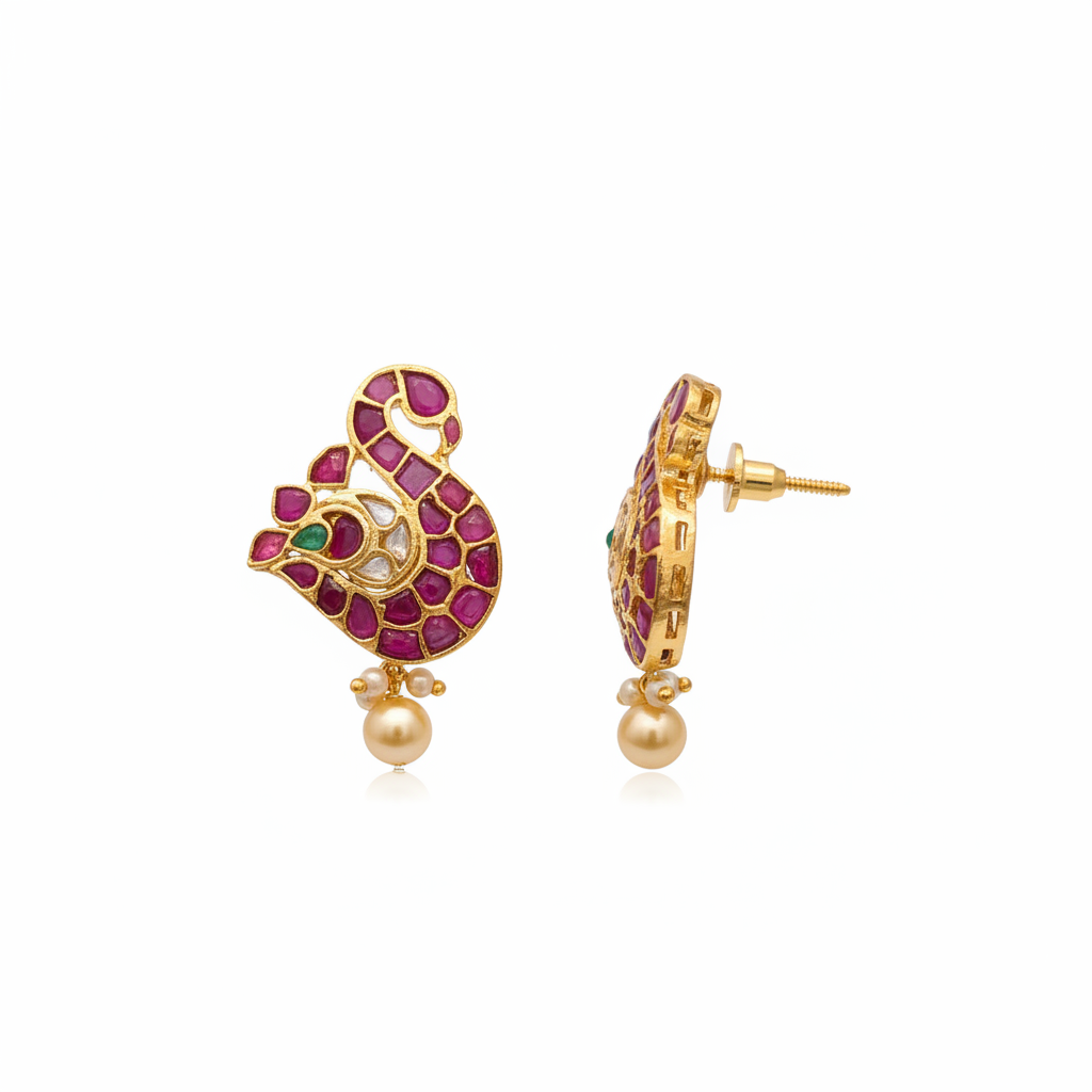 Kempu Crescent Stud Earrings white background product shot