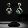 CZ Triple Crescent Chandbali Earrings - Velvet Display Stand