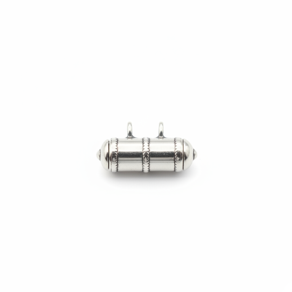 925 Silver Small Capsule Amulet Pendant - White Background