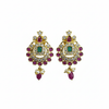 CZ Chandbali Studs - Ruby Variant - White Background Hero
