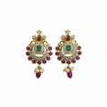 CZ Chandbali Studs - Ruby Variant - White Background Hero