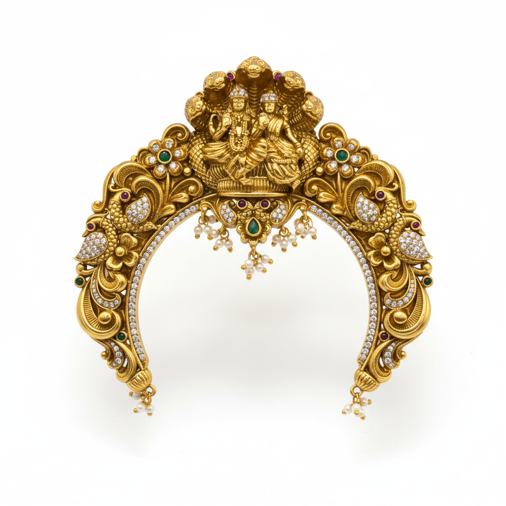 Traditional Lakshmi temple vanki armlet on white background