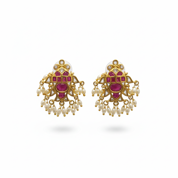 Handmade Kempu Fish Studs - White Background Hero Shot