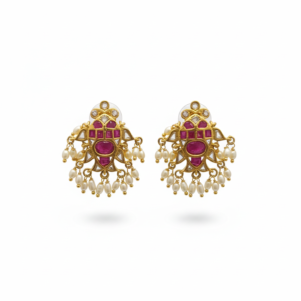 Handmade Kempu Fish Studs - White Background Hero Shot