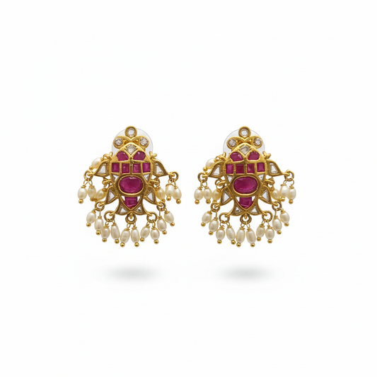 Handmade Kempu Fish Studs - White Background Hero Shot
