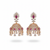 Rose gold CZ jhumka earrings pink - white background product shot