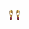 24K gold plated geometric hoop earrings with clear stones on white background