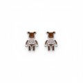 925 Silver Teddy Bear Earrings for Kids - Cute Brown Bear Studs