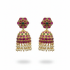 Emerald Kempu Jhumka - Pearl Drops - White Background Hero